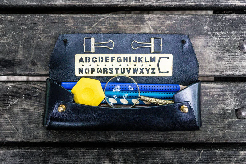 Galen Leather Student Leather Pencil Case - Image 12