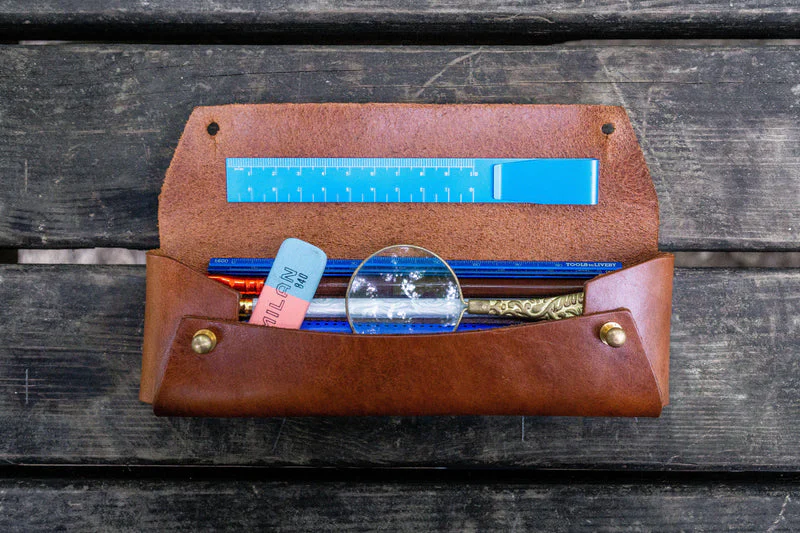 Galen Leather Student Leather Pencil Case - Image 14