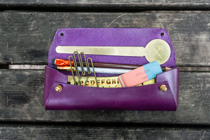 Galen Leather Student Leather Pencil Case - Image 18