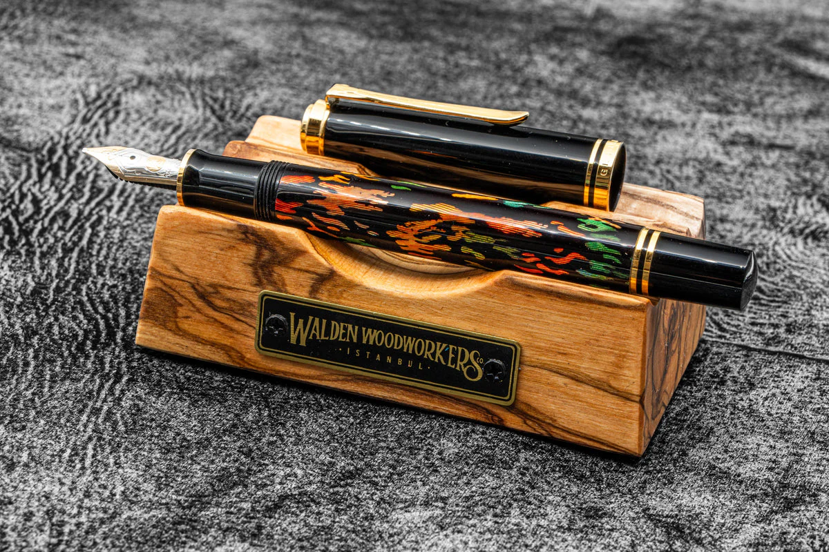 Galen Leather The Pen Stand Wooden Pen and Brush Stand - Olive - Image 4
