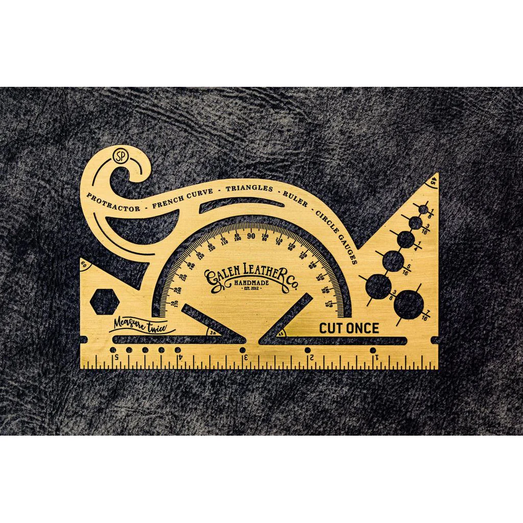 Galen Leather Vintage Inspired Brass Combine Tool - Protractor (5.5 Inches)