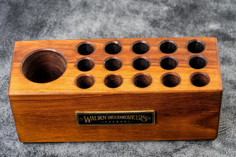 Galen Leather Wooden Pen Holder - Walnut - Image 2