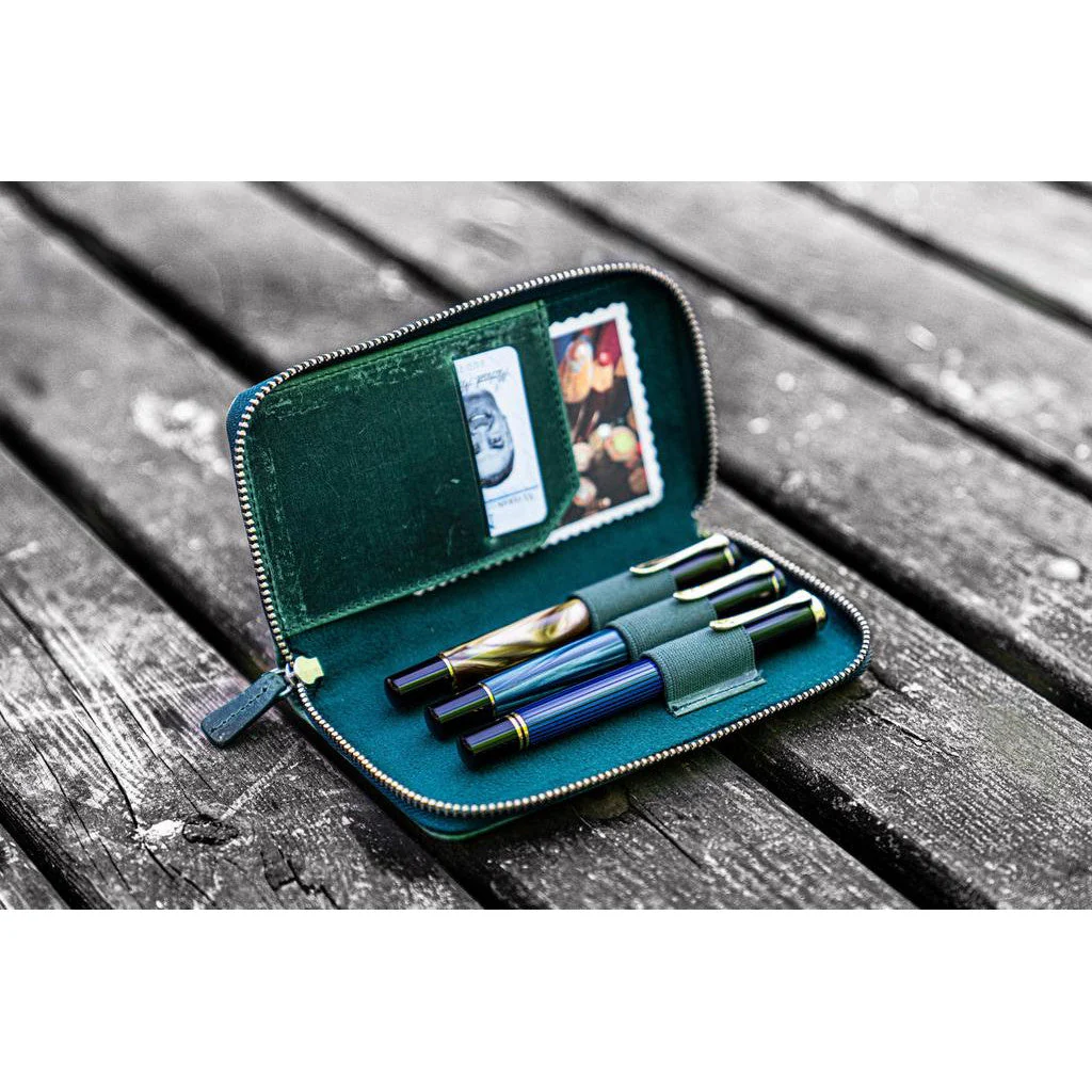 Galen Leather 3 Pen Zipper Case - Image 9