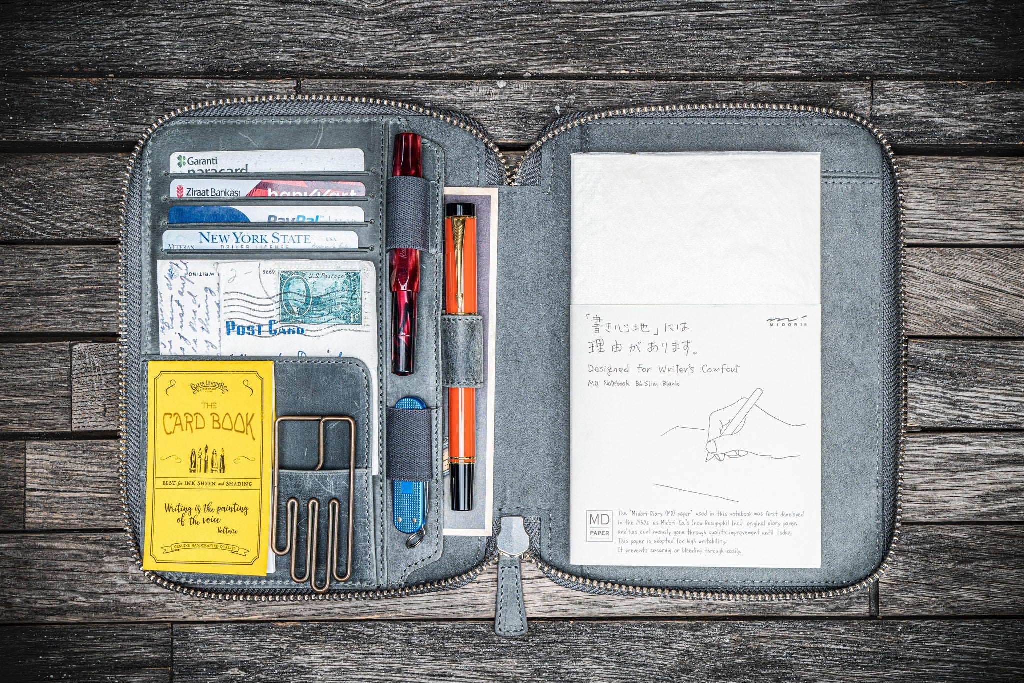 Galen Leather Zipped B6 Notebook Folio - Image 15