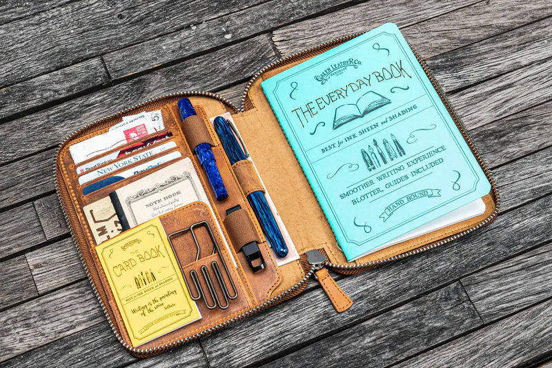Galen Leather Zipped B6 Notebook Folio - Image 5