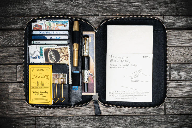 Galen Leather Zipped B6 Notebook Folio - Image 7