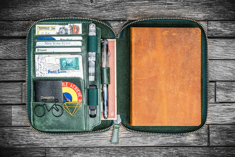 Galen Leather Zipped B6 Notebook Folio - Image 9