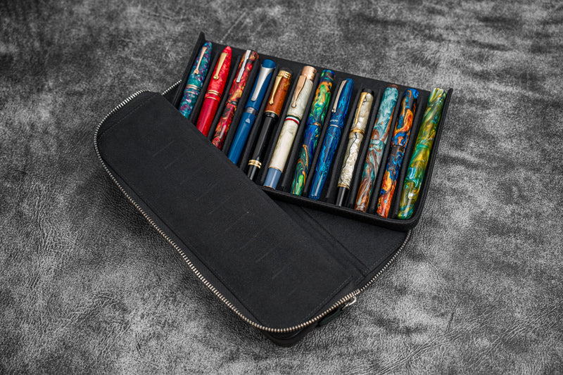 Galen Leather Zippered Magnum Opus 12 Slot Pen Case - Image 5