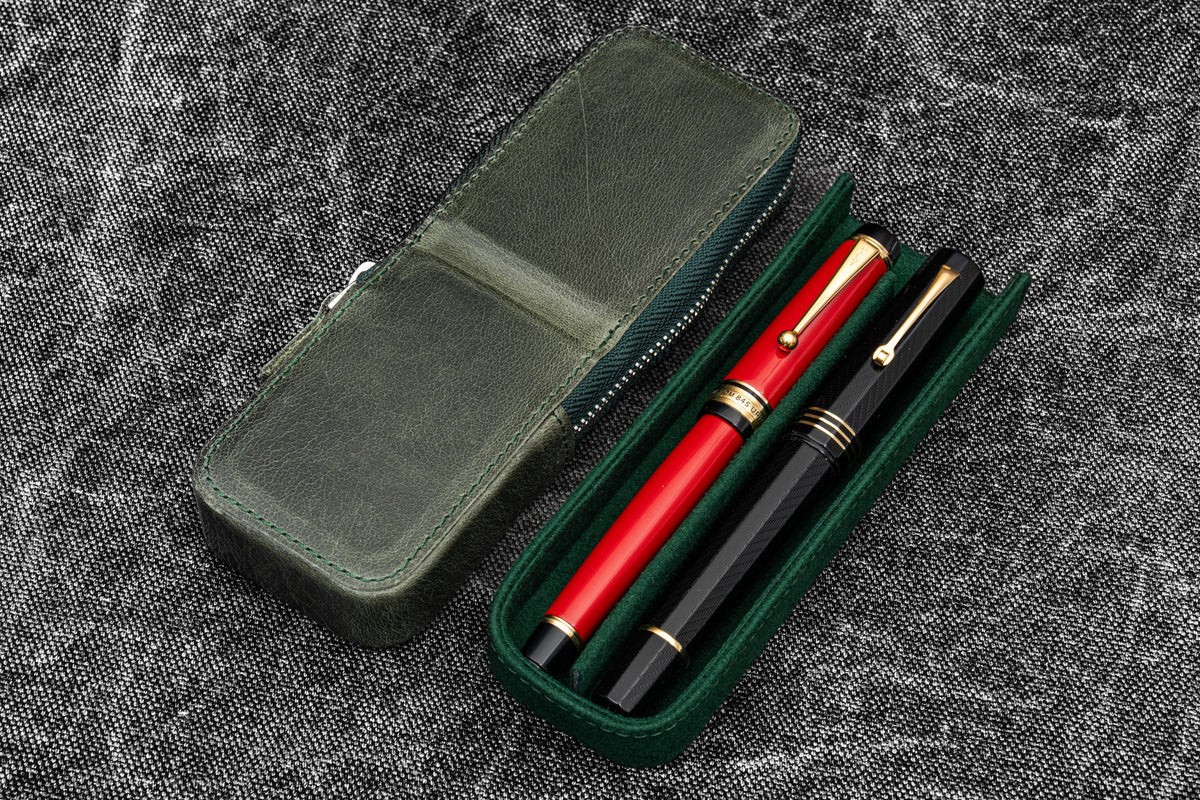 Galen Leather Zippered Magnum Opus 2 Slot Pen Case - Image 10
