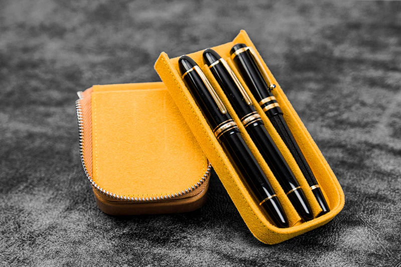 Galen Leather Zippered Magnum Opus 3 Slot Pen Case - Image 11