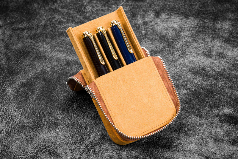 Galen Leather Zippered Magnum Opus 3 Slot Pen Case - Image 13