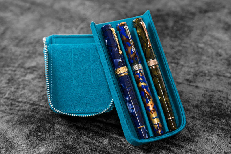 Galen Leather Zippered Magnum Opus 3 Slot Pen Case - Image 17