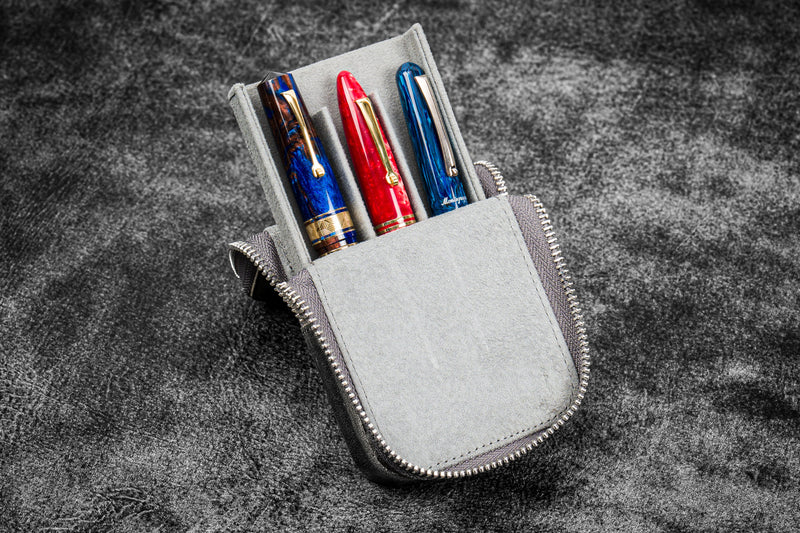 Galen Leather Zippered Magnum Opus 3 Slot Pen Case - Image 4
