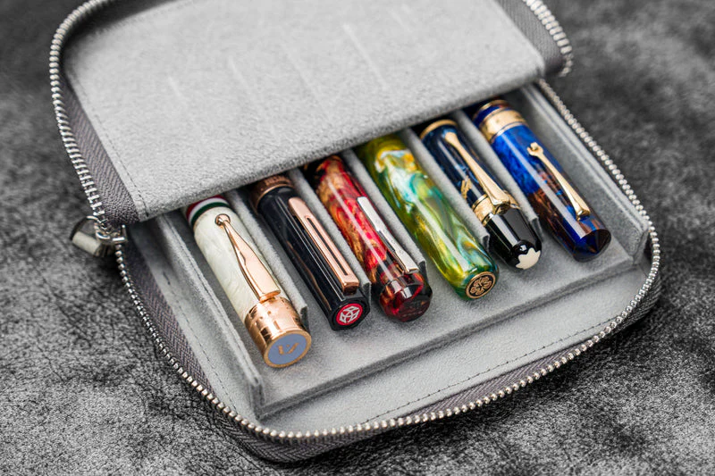 Galen Leather Zippered Magnum Opus 6 Slot Pen Case - Image 15