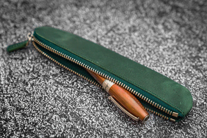 Galen Leather Zippered Single Pen Pouch - Image 6