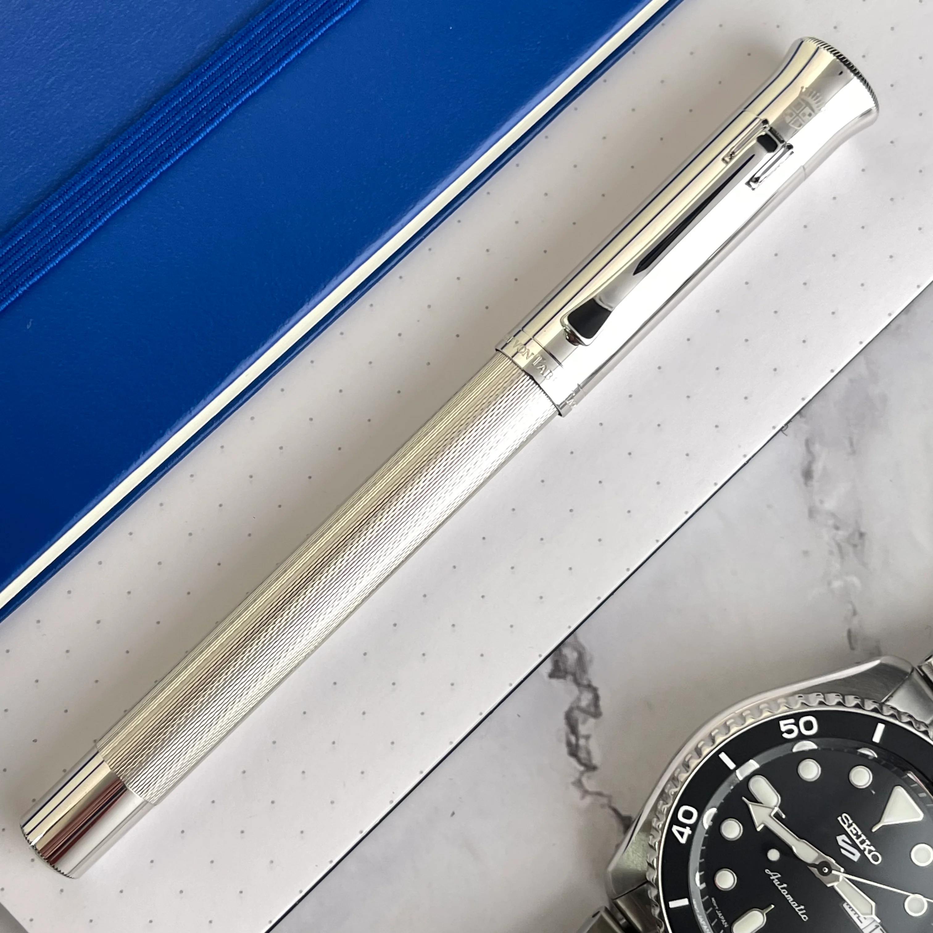 Graf von Faber-Castell Guilloche Fountain Pen - Rhodium - Image 2