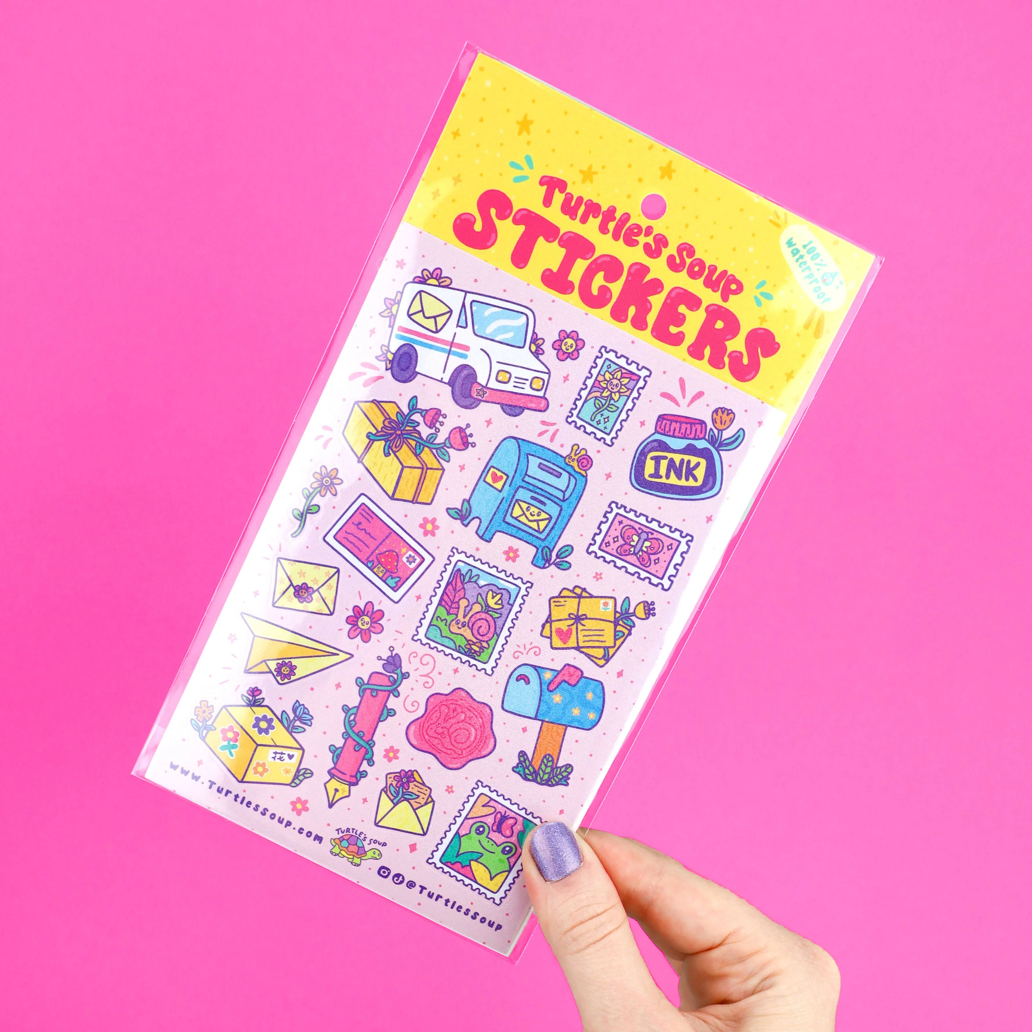 Happy Mail Cute Postage Pen Pal Vinyl Sticker Sheet