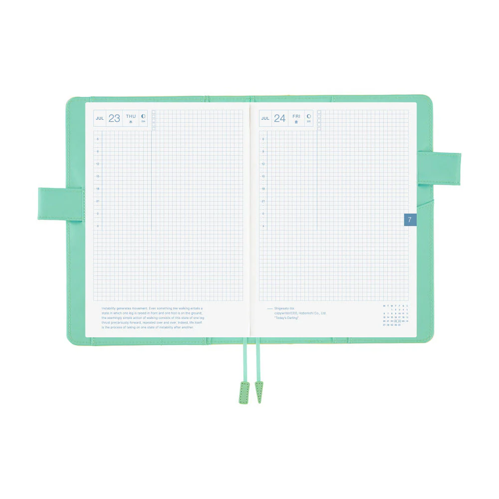 Hobonichi Techo A5 Cousin Planner Set - Colors: Chamomile Mint (April Start) - Image 7