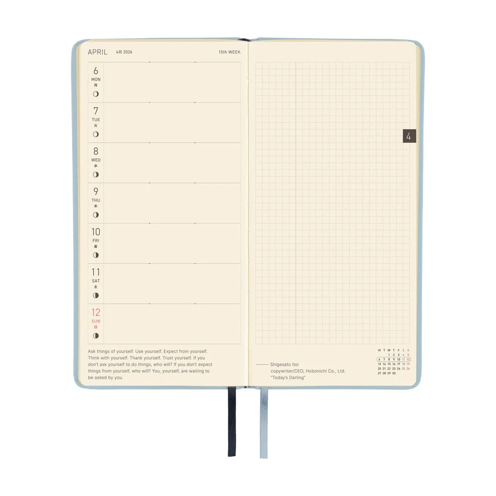 Hobonichi Techo Weeks - Leather: Snow Blue (April Start) - Image 5