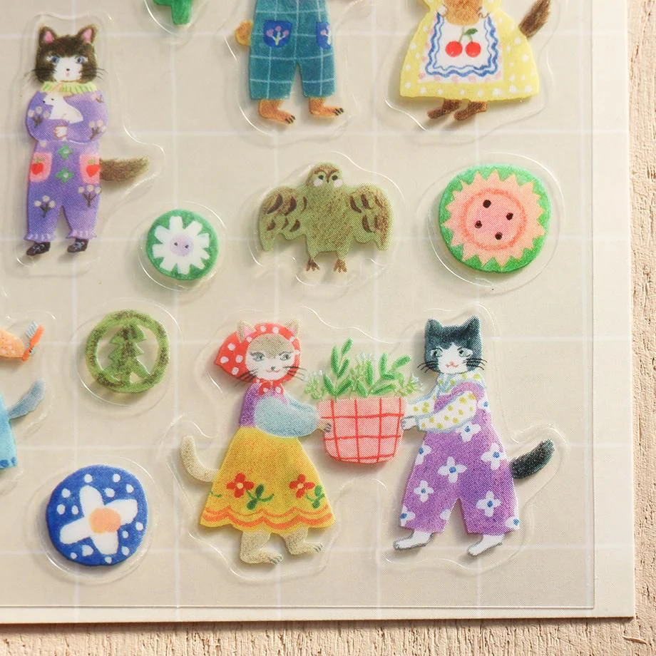 Hyogensha Cozyca Aiko Fukawa Sticker Sheet - Cats and Buttons - Image 6