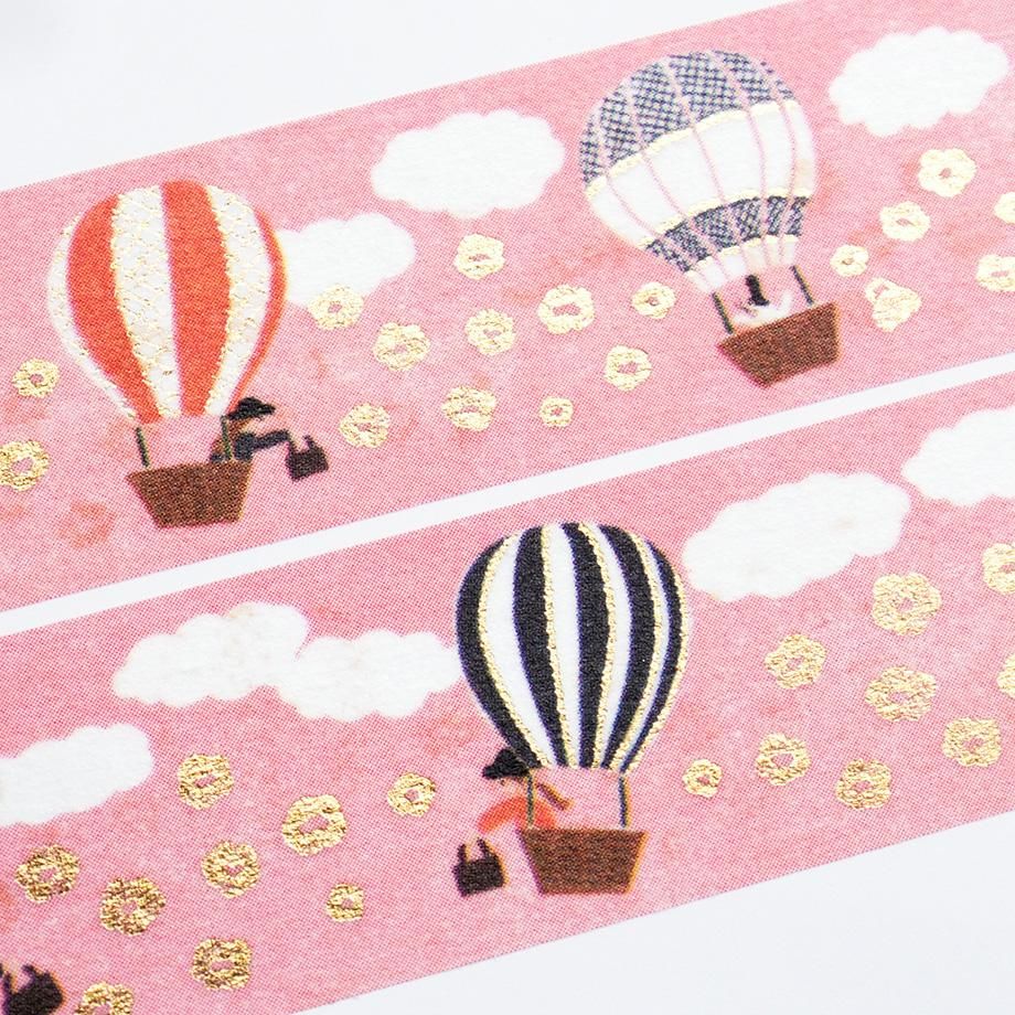 Hyogensha Cozyca Necktie Foil-Stamped Washi Tape - Hot Air Balloon Journey - Image 3