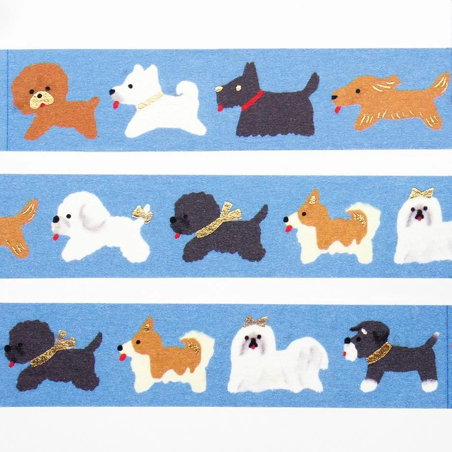 Hyogensha Cozyca Tada Reiko Foil-Stamped Masking Tape - Doggie Parade - Image 2