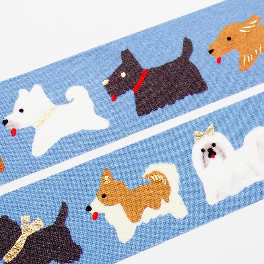 Hyogensha Cozyca Tada Reiko Foil-Stamped Masking Tape - Doggie Parade - Image 3