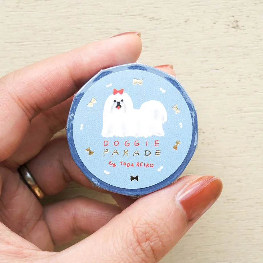 Hyogensha Cozyca Tada Reiko Foil-Stamped Masking Tape - Doggie Parade - Image 4