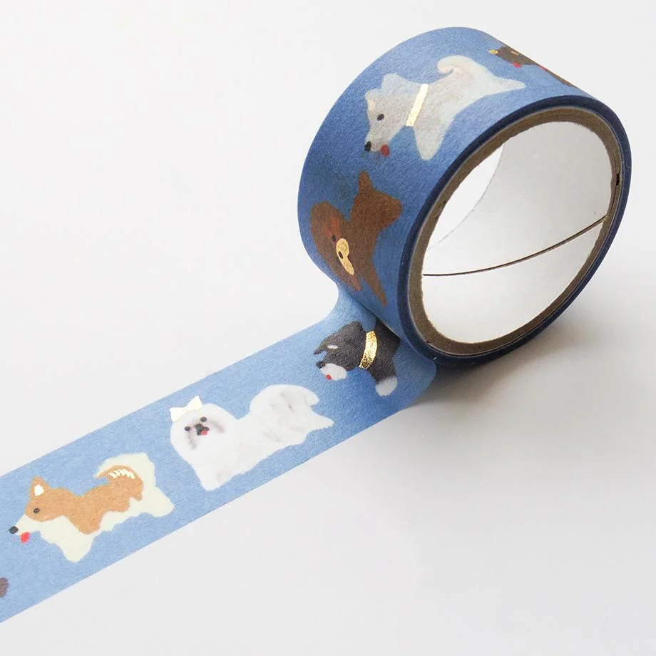 Hyogensha Cozyca Tada Reiko Foil-Stamped Masking Tape - Doggie Parade - Image 5