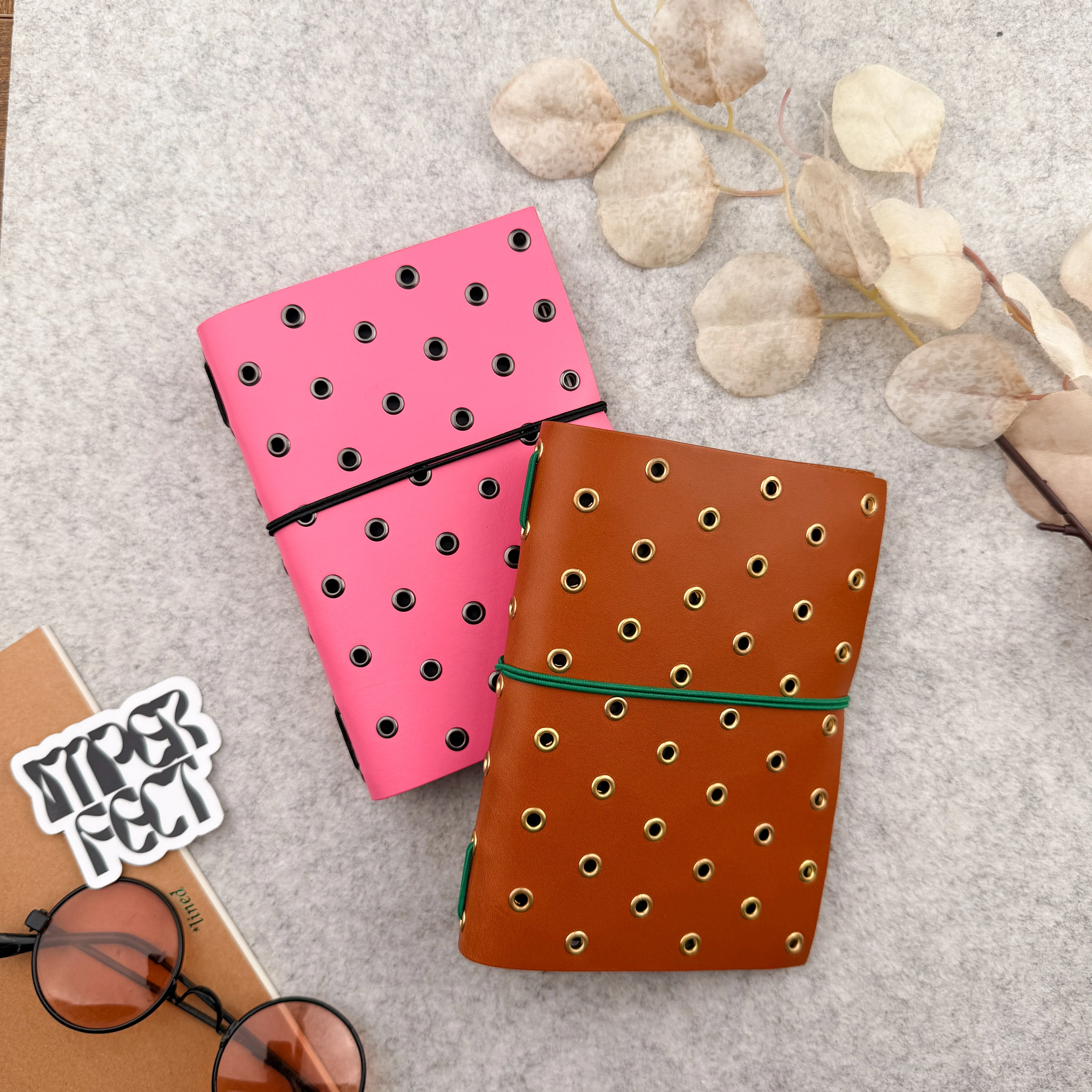 Imperfect Concepts Max Leather Notebook - A6 Bifold - Poppy w/ Gunmetal Grommets - Image 2
