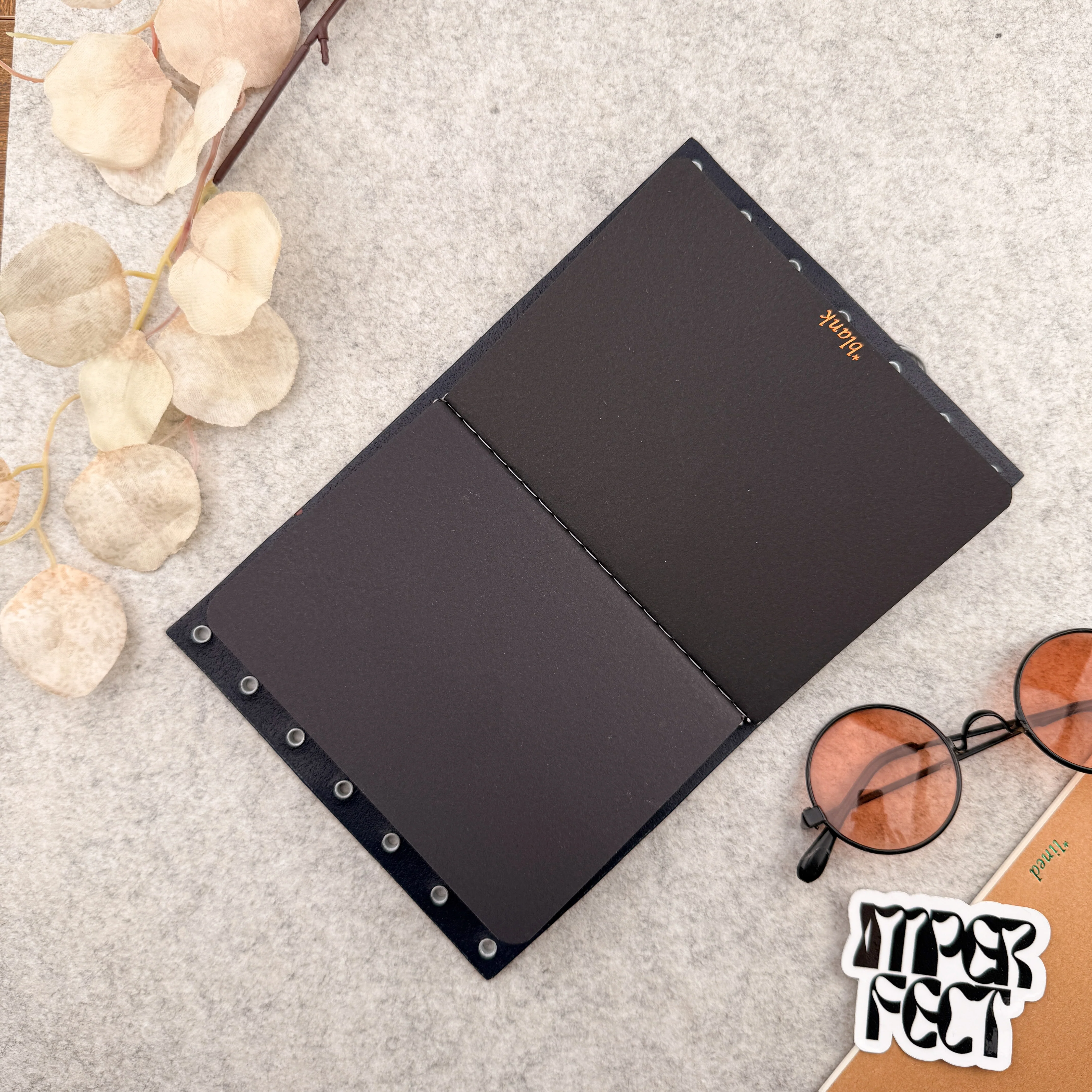 Imperfect Concepts Max Leather Notebook - A6 Bifold - Poppy w/ Gunmetal Grommets - Image 3