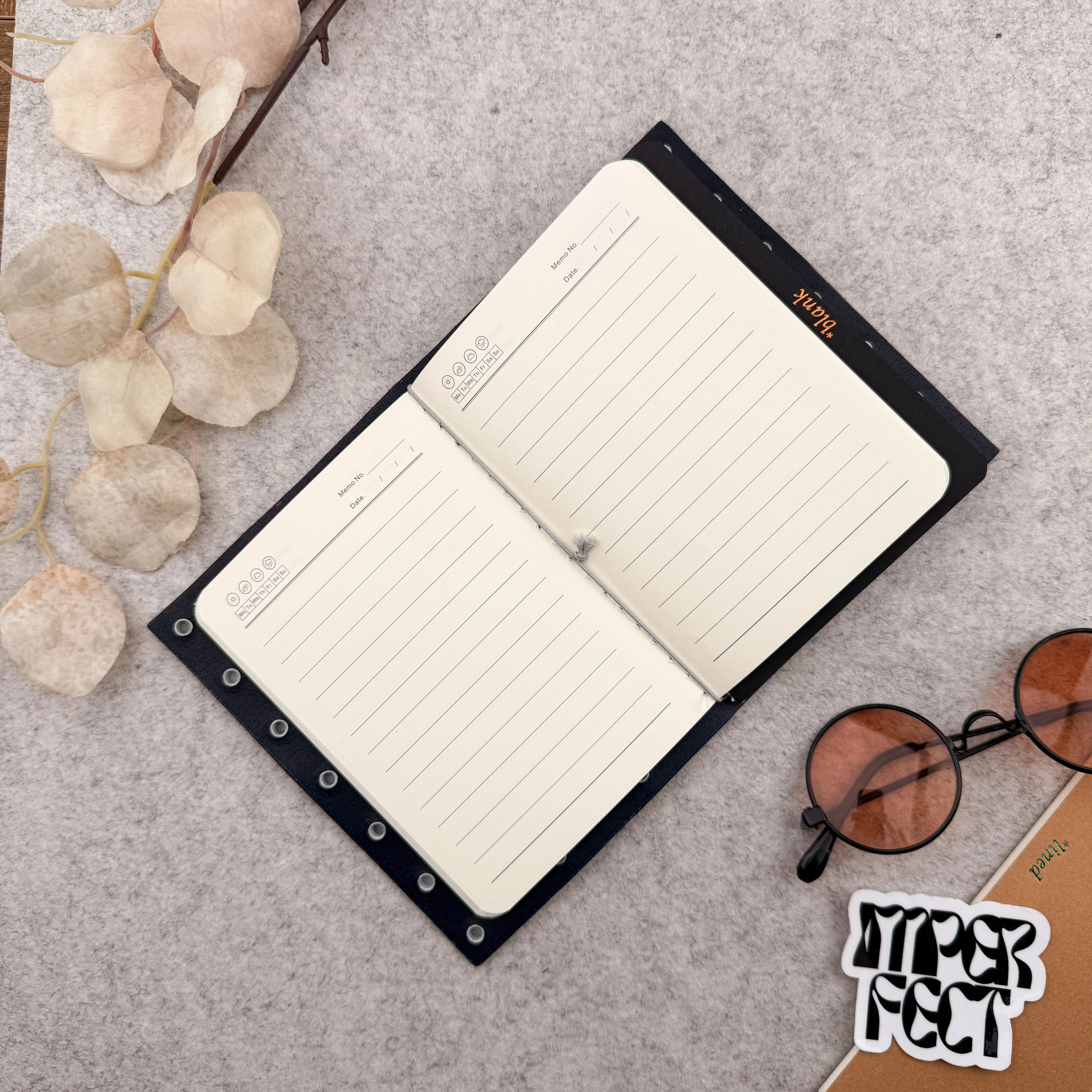 Imperfect Concepts Max Leather Notebook - A6 Bifold - Poppy w/ Gunmetal Grommets - Image 4