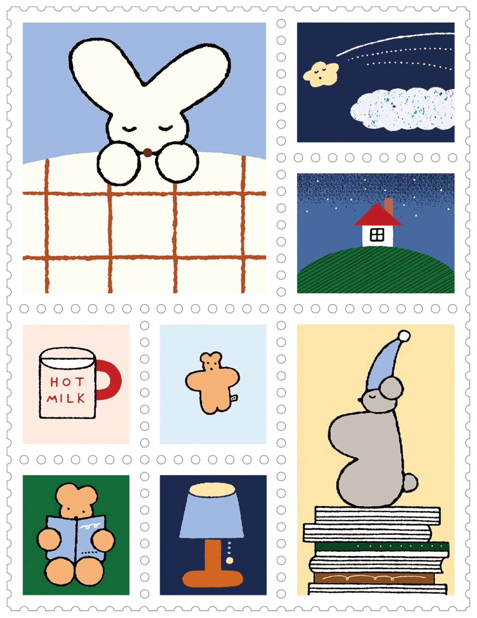 KITTA Portable Washi Decorative Tape -Stamp style Clear -: Bedtime