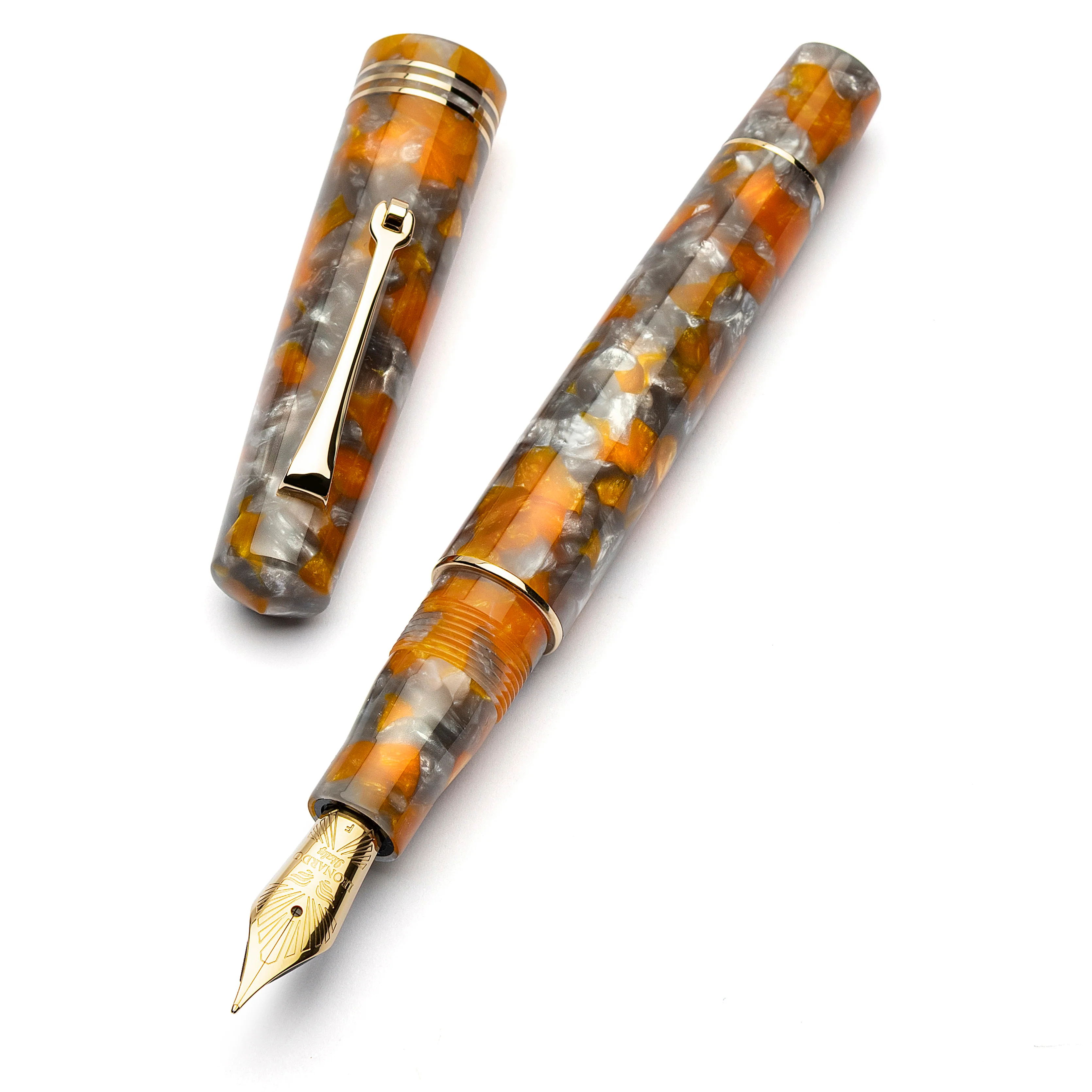 Leonardo Momento Zero Fountain Pen - Lava E Cenere with Gold Trim (Limited Edition) - Image 3