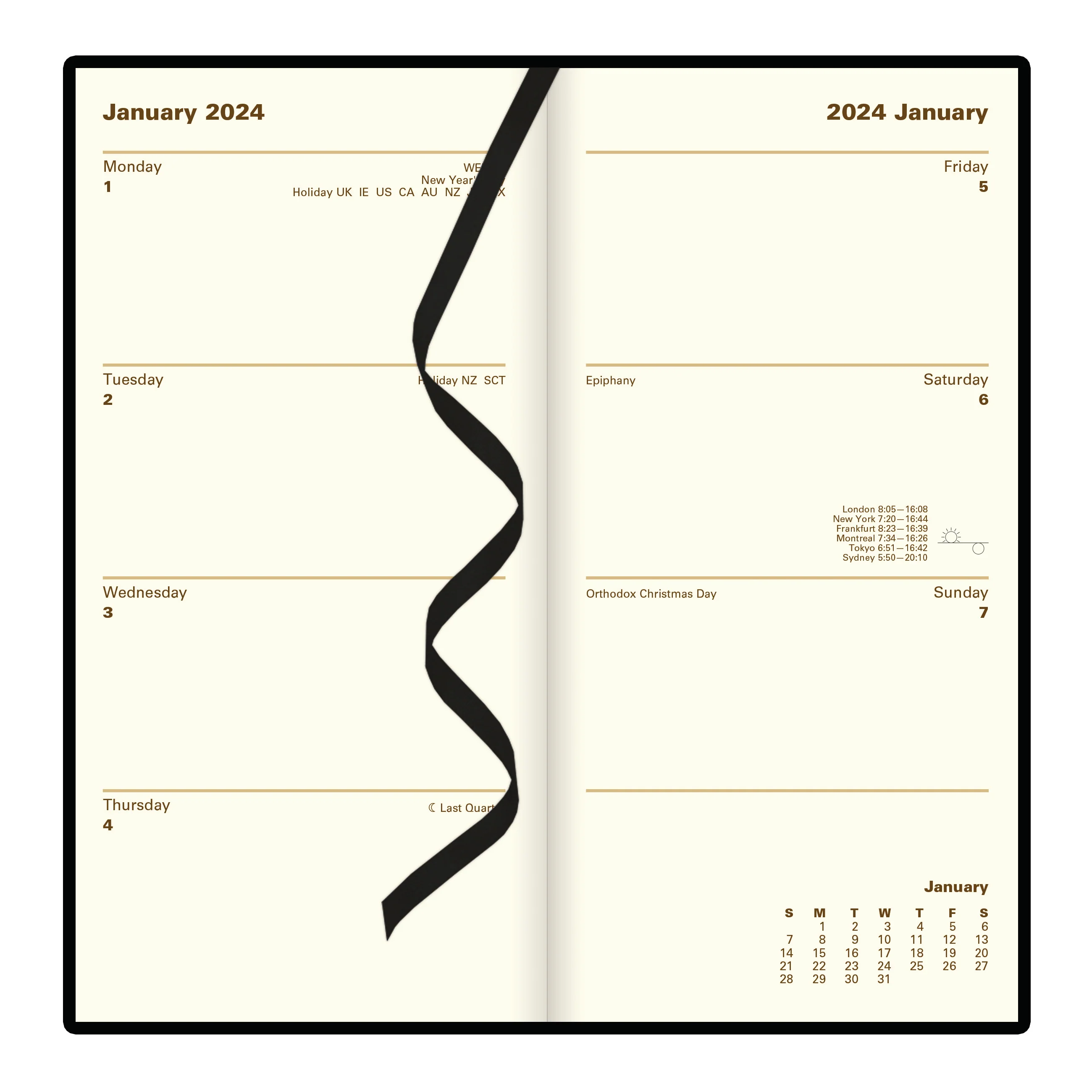 Letts Belgravia Slim Week to View Leather Diary with Planners - 6 3/4" x 3 1/4" - Image 3