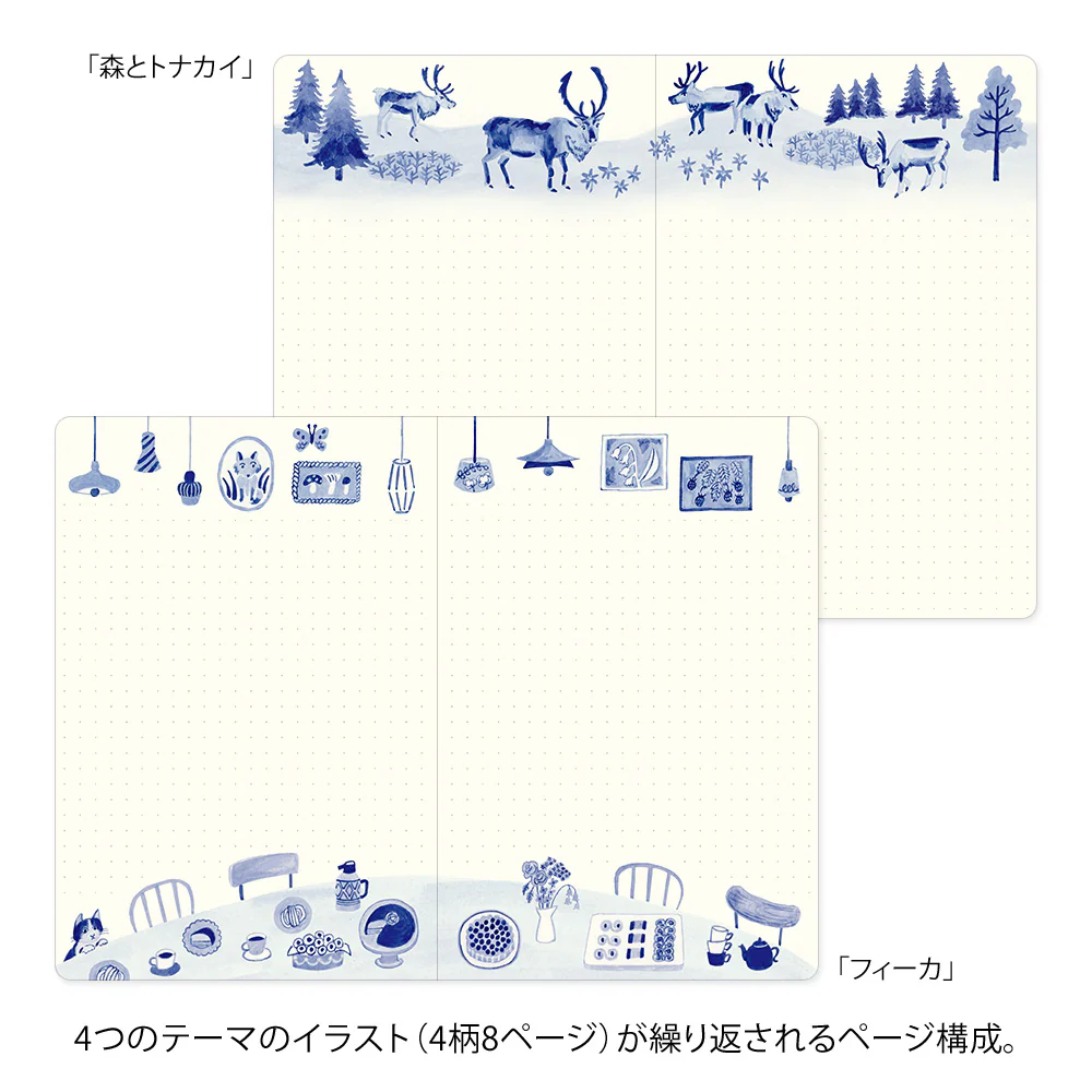 Midori Yuru Log Notebook B6 - Blue Nordic - Image 6