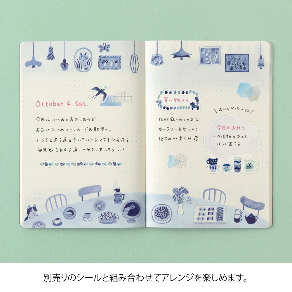 Midori Yuru Log Notebook B6 - Blue Nordic - Image 7