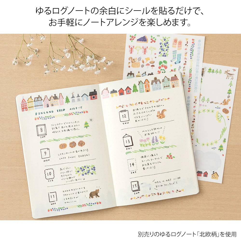 Midori Yuru Log Sticker 2 Sheets - Scandinavia - Image 4