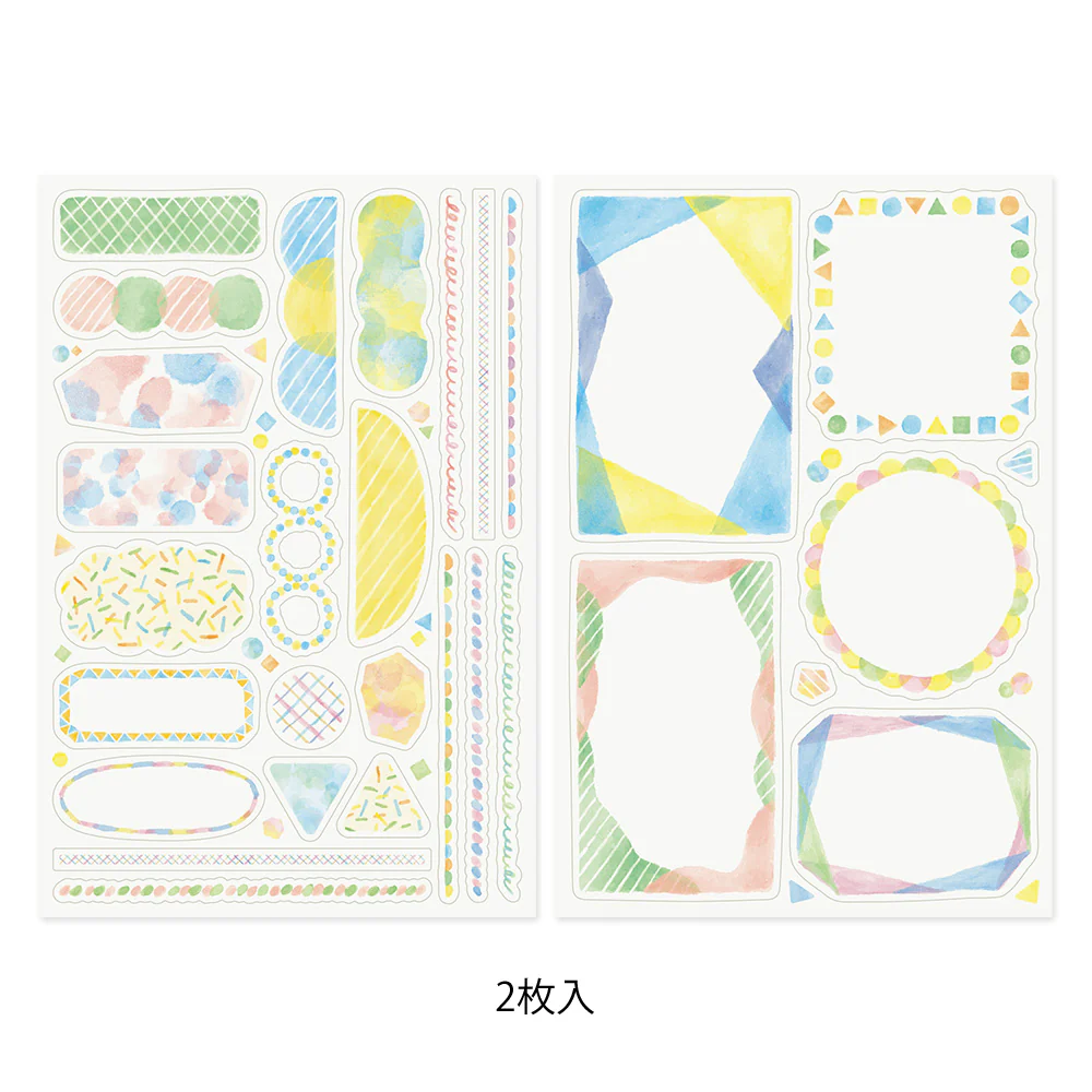 Midori Yuru Log Sticker 2 Sheets - Watercolor - Image 2