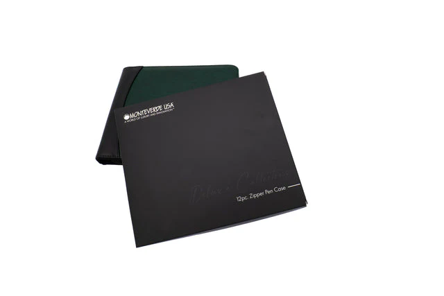 Monteverde Deluxe Collectors 12 Pc Zipper Pen Case - Green/Black - Image 2