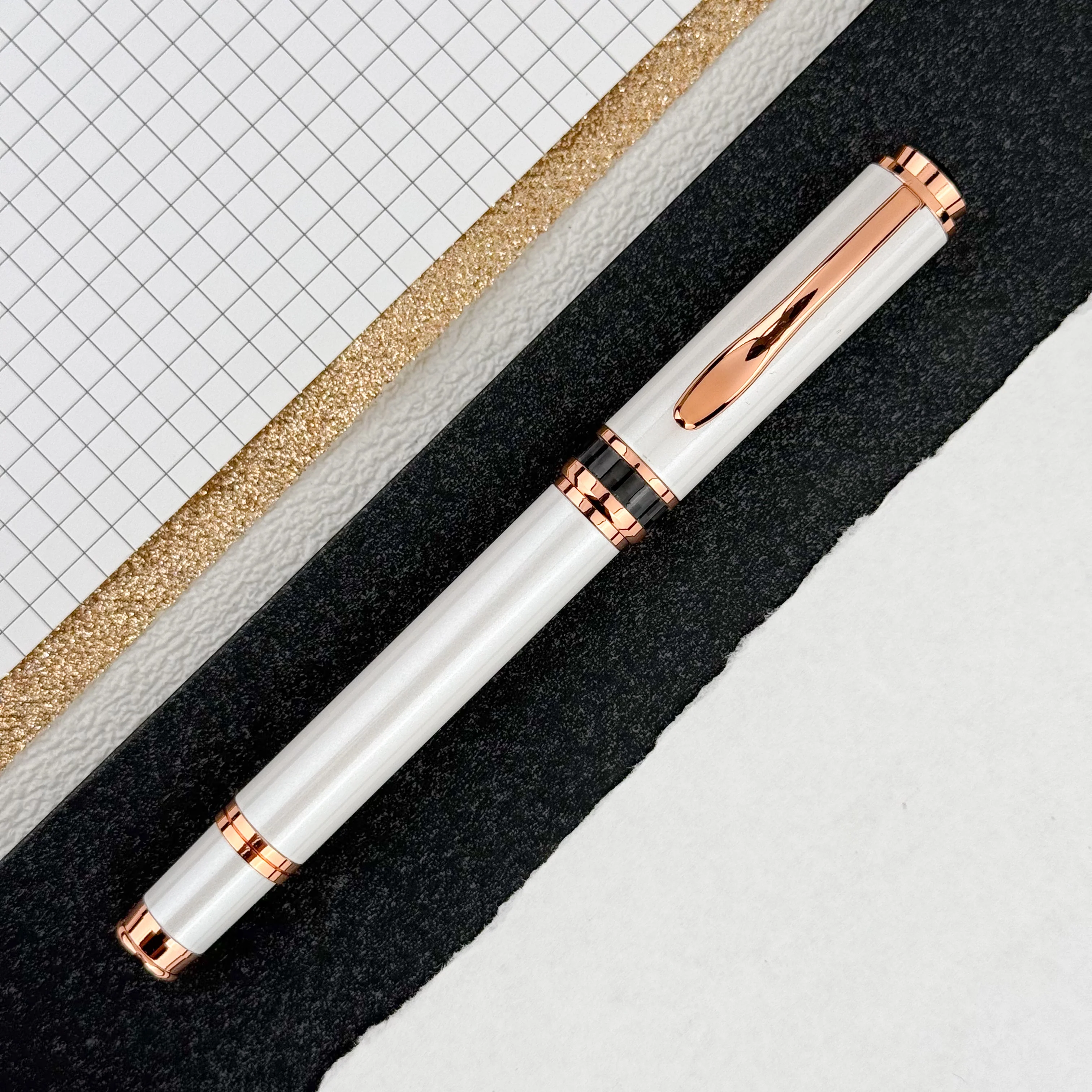 Monteverde Innova Fountain Pen - Cloud Dancer w/ Rosegold (Special Edition) - Image 2
