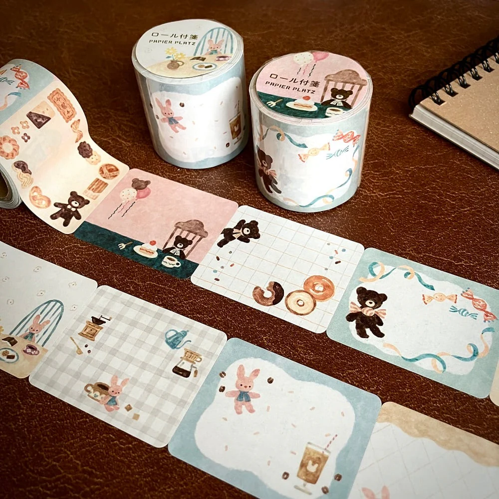 Papier Platz Nakauchi Waka Sticky Note Roll - Bear and Sweets - Image 2