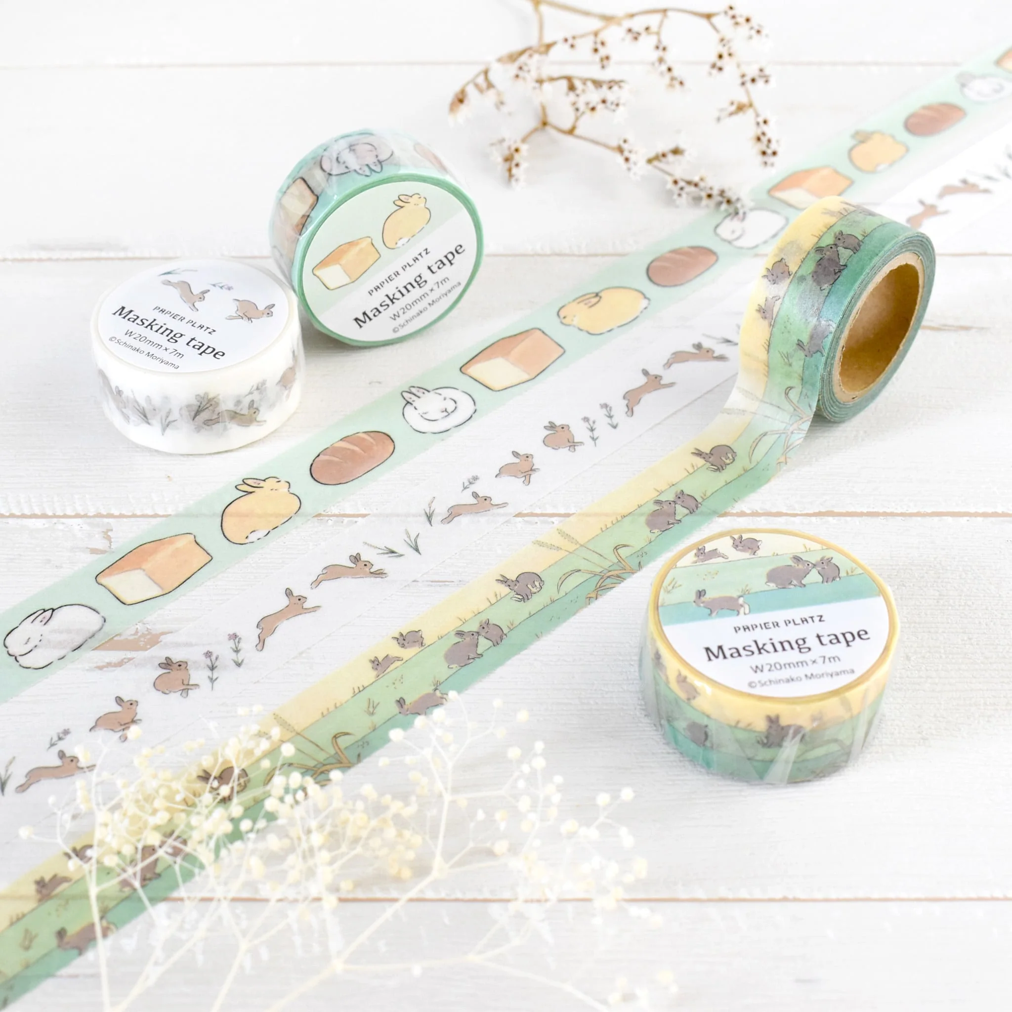 Papier Platz Schinako Moriyama Washi Tape - Rabbit and Meadow - Image 4