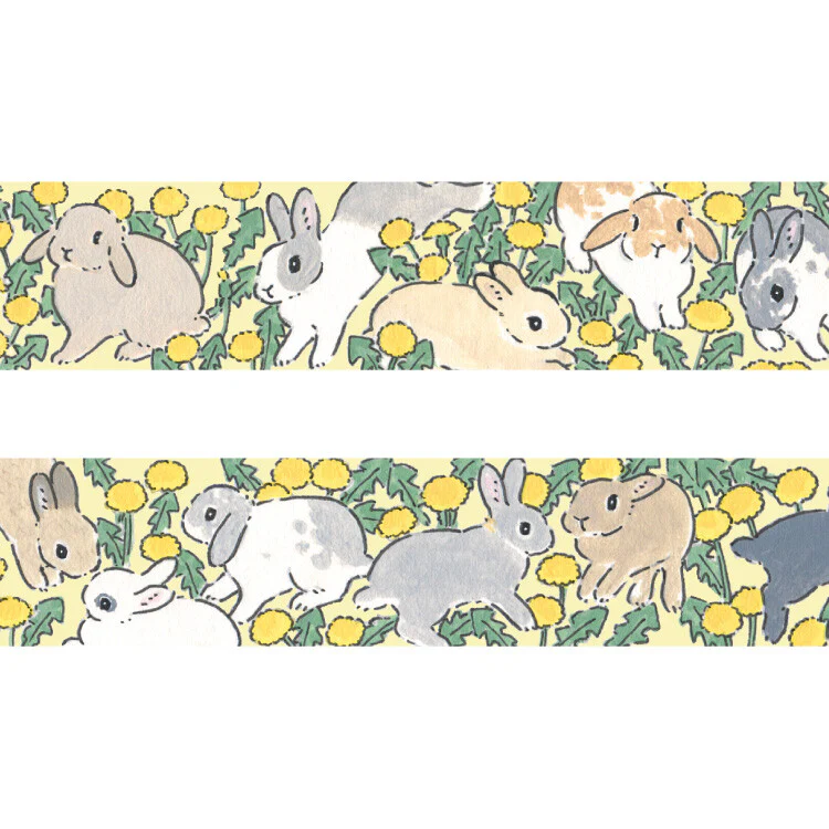 Papier Platz Schinako Moriyama Washi Tape - Dandelions and Rabbits - Image 2