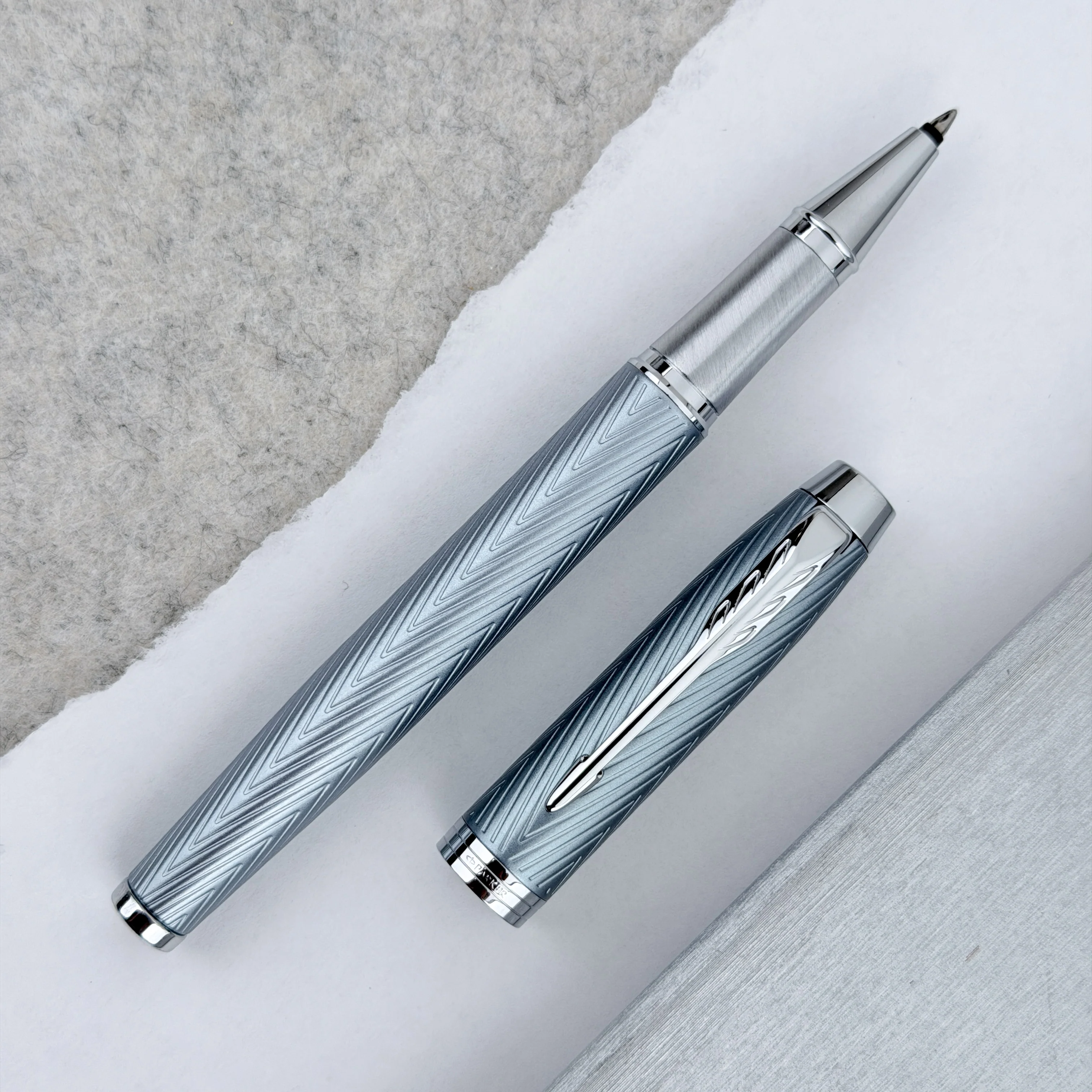 Parker IM Premium Rollerball Pen - Grey Lacquer & Chrome Trim - Image 2