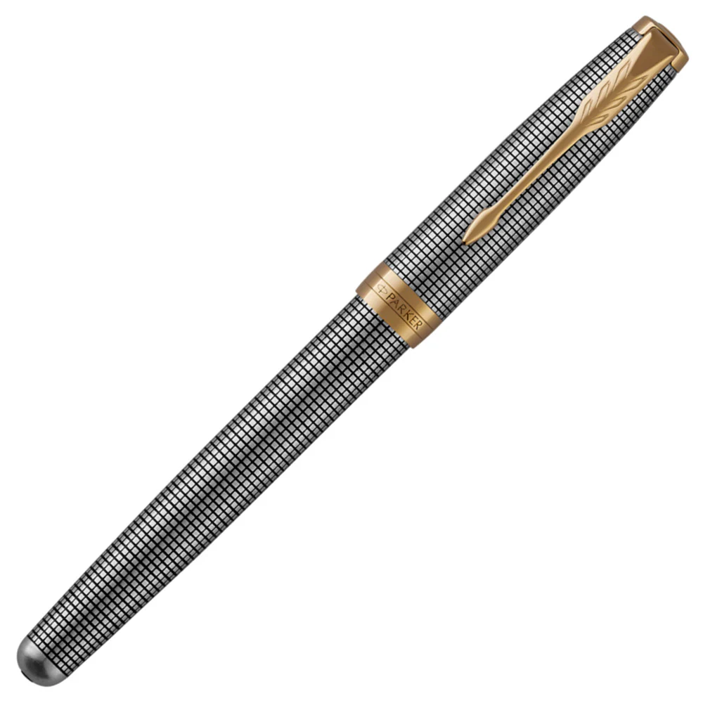 Parker Sonnet Fountain Pen - Silver Ciselé with Gold Trim - Image 4