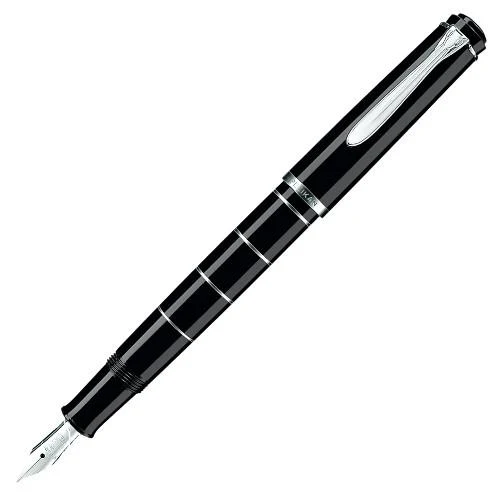 Pelikan Classic M215 Fountain Pen - Black w/ Silver Rings - Image 3