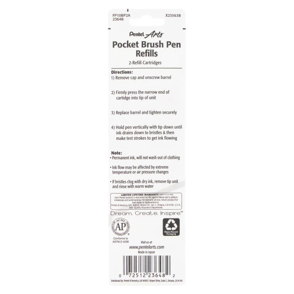 Pocket Brush Pen Refills - Black 2 Pack - Image 2