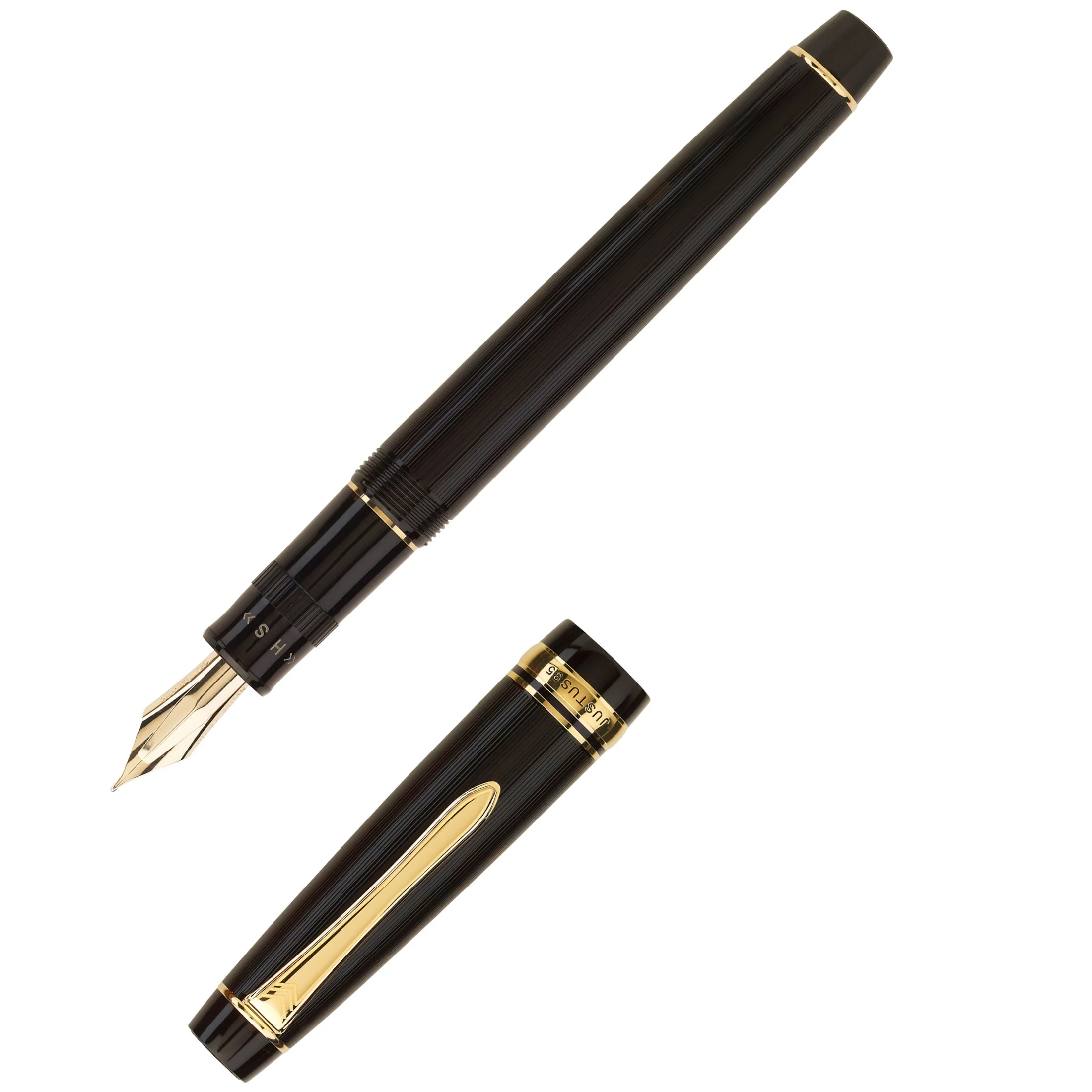 Pilot Justus 95 Fountain Pen - Black w/ Gold - Image 6
