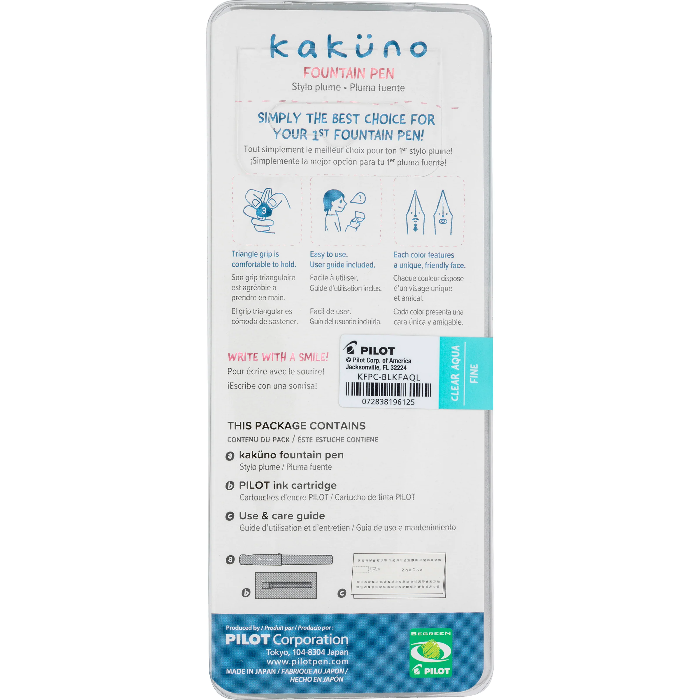Pilot Kakuno Fountain Pen - Translucent Aqua - Image 8